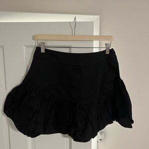 Black Flared Mini Skirt with Ruffled Hem